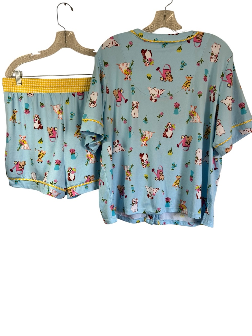 Cuddl Duds Womens Blue Dogs Short Sleeve Pajama Top and Short Set Sz Large - Picture 3 of 11